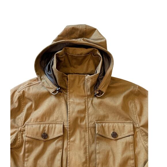 Walace & Barnes Military Field Coat Mens Large Brown Linen Blend Hooded *FLAW* - Picture 5 of 15